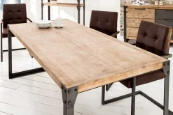 Industrial Design Esstisch FACTORY 160cm Akazie teak-grau weiß gekälkt Metallbeine Kufe