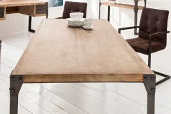 Industrial Design Esstisch FACTORY 160cm Akazie teak-grau weiß gekälkt Metallbeine Kufe
