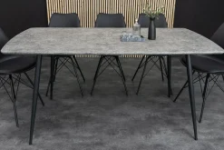 Industrial Esstisch APARTMENT 140cm grau Beton-Design schwarzes Metallgestell