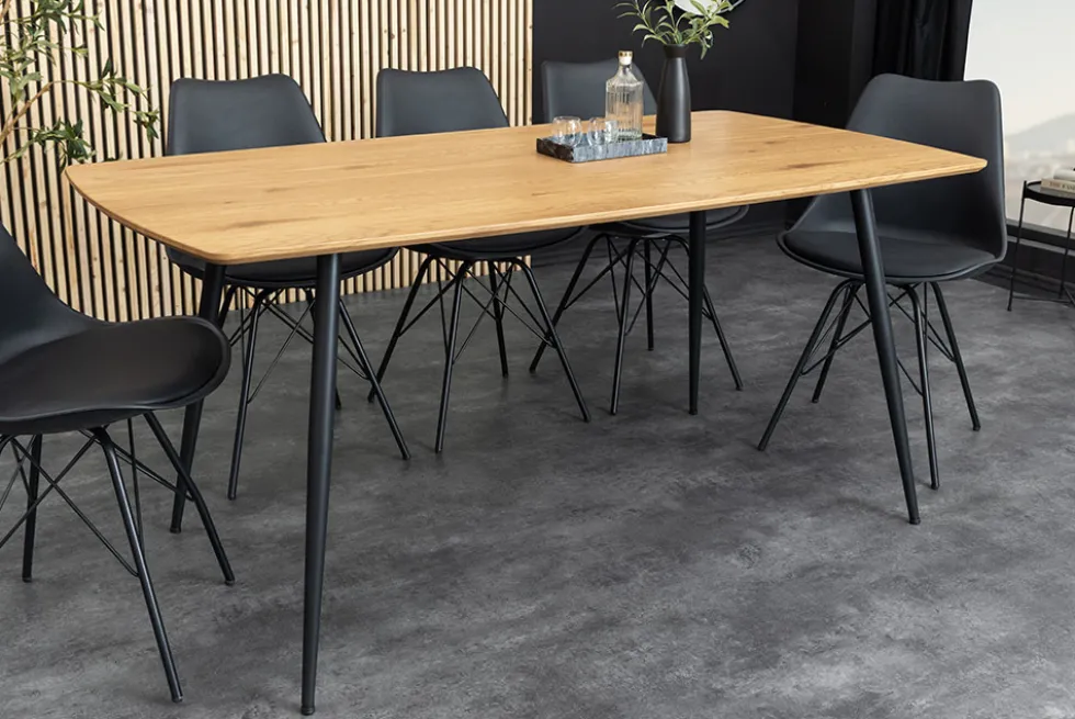 Industrial Esstisch APARTMENT 140cm natur Wildeiche schwarzes Metallgestell