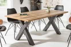 Industrial Esstisch MONTREAL 160cm natur schwarz Eichenholz-Design X-Gestell