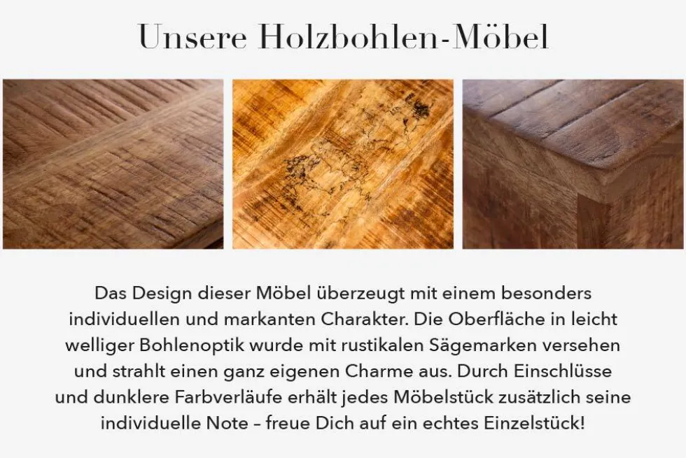 Industrial Truhenbank FACTORY LOFT 115cm Mangoholz natur Sitzbank