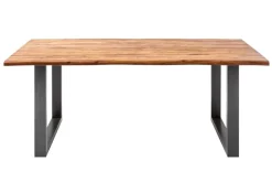 Massiver Baumstamm Esstisch GENESIS 200cm Akazie Baumkante Kufengestell Industrial Finish