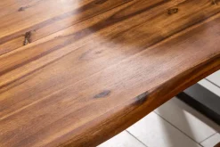 Massiver Baumstamm Esstisch GENESIS 200cm Akazie Baumkante Kufengestell Industrial Finish