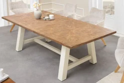 Massiver Esstisch HAMPTONS 165cm hellbraun creme Pinienholz