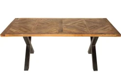 Massiver Esstisch INFINITY HOME 160cm natur schwarz Mangoholz Industrial Design X-Gestell