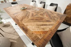 Massiver Esstisch INFINITY HOME 200cm natur schwarz Mangoholz Industrial Design X-Gestell