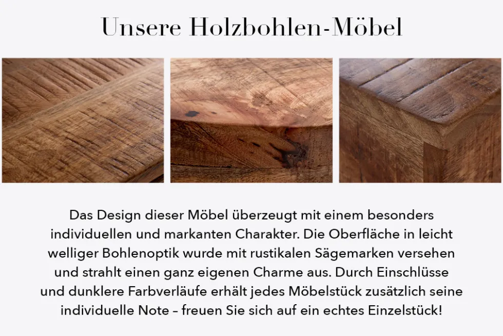 Massiver Esstisch THOR 240cm natur recyceltes Pinienholz Industrial Design