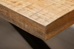 Massiver Industrial Esstisch GALAXIE 160cm Mangoholz sternenförmiges Gestell