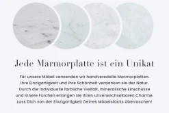 Massives Sideboard ADLON 170cm grau gebürstet Mangoholz mit weißer Marmorplatte