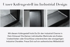 Massivholz Couchtisch IRON CRAFT 100cm braun Sheesham stone finish Industrial Design