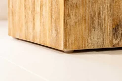 Massivholz Dekosäule COLUMNA 50cm Akazie teak-grau gekälkt Beistelltisch