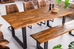 Massivholz Esstisch GENESIS 160cm natur anthrazit Akazie Baumkante Industrial Design