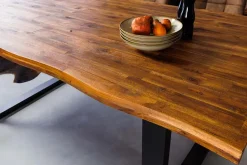 Massivholz Esstisch GENESIS 180cm natur anthrazit Akazie Baumkante Industrial Design