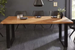 Massivholz Esstisch IRON CRAFT 200cm braun schwarz Sheesham stone finish Industrial