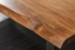 Massivholz Esstisch MAMMUT NATURE 200cm Akazie Baumkante 6cm Tischplatte Edelstahlbeine