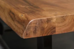 Massivholz Esstisch MAMMUT 200cm Akazie U-Gestell Edelstahl Baumkante 6cm Tischplatte