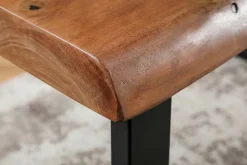 Massivholz Esstisch MAMMUT 200cm Akazie U-Gestell schwarz Metall Baumkante 6cm Tischplatte