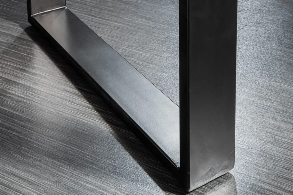 Massivholz Esstisch MAMMUT 140cm Wild-Akazie Baumkante Industrial Design 2,6cm Tischplatte