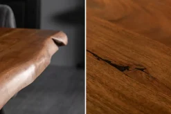 Massivholz Esstisch MAMMUT 200cm natur Akazie schwarz Metall Sterngestell Baumkante
