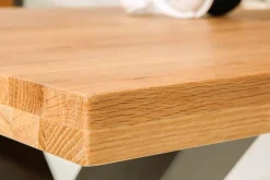 Massivholz Esstisch THOR 240cm natur Wildeiche geölt graues X-Gestell Metall Industrial Design