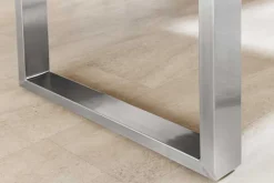 Massivholz Esstisch WILD OAK 160cm natur Wildeiche Schweizer Kante Edelstahl U-Gestell