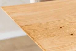 Massivholz Esstisch WILD OAK 160cm natur Wildeiche Schweizer Kante Metall U-Gestell
