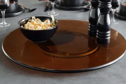 Moderner Drehteller 50cm bernstein Glas 360° drehbare Servierplatte