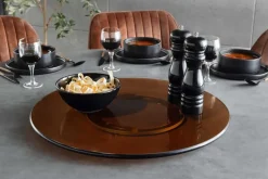 Moderner Drehteller 50cm bernstein Glas 360° drehbare Servierplatte