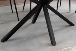 Moderner Esstisch GALAXIE 160cm weiß Keramik schwarz Metall Sterngestell