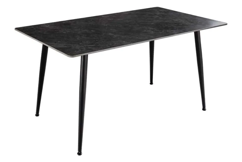Moderner Esstisch MILANO 140cm anthrazit Keramik schwarze Metallbeine