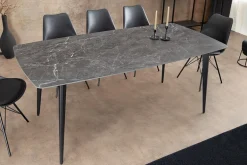 Moderner Esstisch MILANO 180cm anthrazit Keramik schwarze Metallbeine