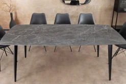 Moderner Esstisch MILANO 180cm anthrazit Keramik schwarze Metallbeine