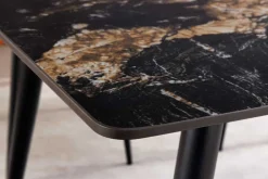 Moderner Esstisch MILANO 120cm schwarz gold sand Aurora Oro Keramik Metallgestell