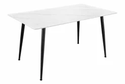 Moderner Esstisch MILANO 140cm weiß Keramik schwarze Metallbeine