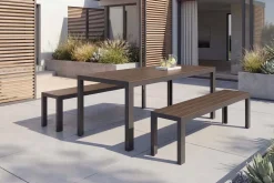Moderner Gartentisch DESIGNO 205cm dunkelbraun schwarz Aluminium wetterfest