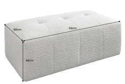 Moderner Hocker ROYAL 120cm greige Veloursstoff Federkern Sitzhocker
