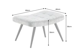 Moderner Hocker SCANDINAVIA grün Chenille Cremona Metallbeine Fußhocker