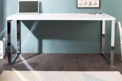 Moderner Schreibtisch WHITE DESK 140cm weiß Hochglanz Bürotisch