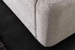 Modernes Boxbett ART DECO 180x200cm greige Bouclé mit Stauraum und Lattenrost