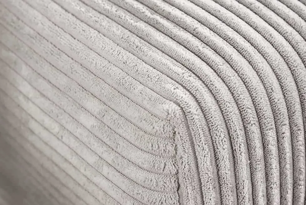 Modernes Ecksofa KENT 220cm beige Cord inkl. Hocker Federkern L-Form Wohnlandschaft