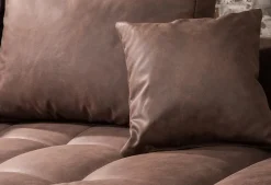 Modernes Ecksofa KENT 220cm braun Federkern Wohnlandschaft inkl. Hocker und Kissen