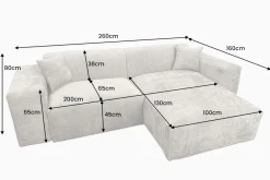Modernes Ecksofa SIGNATUR 260cm grau Chenille Cremona beidseitig stellbar inkl. Kissen