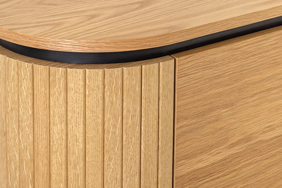 Modernes Sideboard ATELIER 160cm natur Eiche schwarz Metall vier Fächer