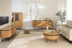 Modernes Sideboard ATELIER 120cm natur Eiche schwarz Metall vier Fächer