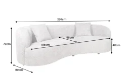 Modernes Sofa ATELIER 230cm grau Bouclé 3-Sitzer Couch inkl. Kissen