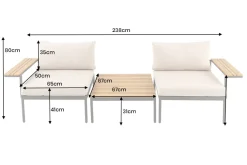 Outdoor Lounge Sitzgruppe MOBILE MODULAR 240cm champagner greige inkl. Kissen