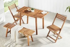 Outdoor Sitzbank BALI 110cm natur honey Akazienholz wetterfest Balkonbank