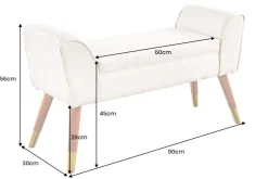 Retro Sitzbank SCARLETT 90cm beige Strukturstoff mit Armlehnen