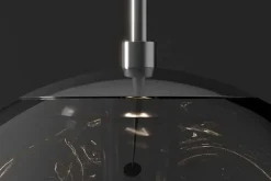Runde Hängelampe LIQUID DIAMOND 35cm smoke Glas Stahl Kugelleuchte